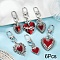 6Pcs Gothic Heart Theme Alloy Enamel Pendant Decoration, with Alloy Swivel Clasps, Red, 64~75mm, 6pcs/set
