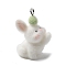 Easter Opaque Resin Pendants, Flocky Rabbit Charm, with Platinum Tone Iron Loops, Lime, 31.5x15x22.5mm, Hole: 2mm