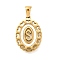 Golden 304 Stainless Steel Pendants, with Shell, Hollow Oval with Heart, Letter S, 23x16.5x2mm, Hole: 5.5x3mm
