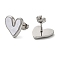 Non-Tarnish 304 Stainless Steel Stud Earrings, Stainless Steel Color, Heart, 12x13mm