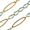304 Stainless Steel Enamel Link Chains, Soldered, with Spool, Ion Plating(IP), Turquoise, 20x6x1mm