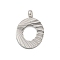 304 Stainless Steel Charms, Handmade Engrave Figure, Full Polished, Stainless Steel Color, Letter O, 13.5x9.5x2mm, Hole: 1.8mm
