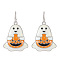Halloween Alloy Enamel Dangle Earrings, Platinum, Ghost, 40x25mm