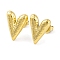 Ion Plating(IP) 304 Stainless Steel Stud Earrings for Women, Texture Heart, Real 14K Gold Plated, 15x11.5mm