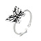 Butterfly Brass Cuff Open Rings for Women, Antique Silver, US Size 6(16.5mm)