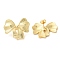 Real 18K Gold Plated Brass Stud Earrings, Long-Lasting Plated, Cadmium Free & Lead Free, Bowknot, 26.5x31.5mm