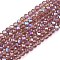 Electroplate Glass Beads Strands, Half Rainbow Plated, Faceted, Rondelle, Rosy Brown, 2.9~3.3x2mm, Hole: 0.8mm, about 135~140pcs/strand, 32~34cm