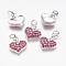 Alloy Rhinestone Pendants, Cadmium Free & Lead Free, Grade A, with Lobster Clasp, Heart, Platinum Metal Color, Fuchsia, 30x18x4mm