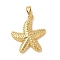 Brass Pendants, Starfish Charms, Golden, 20.5x18x3mm, Hole: 5x3mm