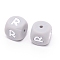 Silicone Beads, Cube with Letter.R, Gray, 12x12x12mm, Hole: 2mm