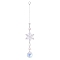 AB Color Glass Snowflake Pendant Decorations, Glass Charms and Iron Ring Suncatcher Window Hanging Ornament, Round, 250mm