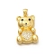 Rack Plating Brass Micro Pave Cubic Zirconia Pendants, Long-Lasting Plated, Lead Free & Cadmium Free, Bear Charms, Real 18K Gold Plated, 27x19x7mm, Hole: 5x3mm