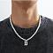 PVC Initial Pendant Plastic Pearl Round Beaded Necklaces for Women Men, Platinum, White, Letter D, 17.72 inch(45cm)
