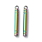 304 Stainless Steel Pendants, Column Bar Charms, Rainbow Color, 23x3mm, Hole: 1.8mm
