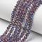 Electroplate Glass Beads Strands, Half Plated, Blue Plated, Faceted, Rondelle, Purple, 3.5x3mm, Hole: 0.4mm, about 123~127pcs/strand, 13.7~14.1 inch(35~36cm)