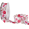 1 Roll Printed Polyester Grosgrain Ribbon, Flower Pattern, Lavender Blush, 1 inch(25mm), about 20yards/roll(18.288m/roll)