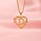 Brass Crystal Rhinestone Hollow Rose Heart with Letter Pendant Necklaces for Women, with Pink Enamel, Golden, Letter D, 19.69 inch(50cm)