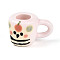 Handmade Porcelain Bear Mug Cup Decoration, Hand Drawn Famille Rose Porcelain, Micro Landscape Dollhouse Accessories, Misty Rose, 32~32.5x20~21.5x20~21mm