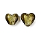 Handmade Silver Foil Lampwork Glass Beads, Heart, Olive, 14.5~15.5x15~15.5x9~10mm, Hole: 1.8mm
