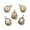 Natural Sunstone Faceted Pendants, Rack Plating Golden Plated Brass Teardrop Charms, 14x9.5x4mm, Hole: 1.4mm