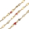 304 Stainless Steel Dapped Chains, with Enamel, Soldered, with Spool, Real 18K Gold Plated, FireBrick, 2mm