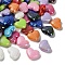 UV Plating Opaque Acrylic Beads, Iridescent, Heart, Mixed Color, 17.5x21x8.5mm, Hole: 2.8mm
