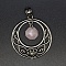 Natural Rose Quartz Faceted Hexagon Pendants, Metal Hollow Viking Knot Charms, 44x40mm