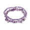 Chip & Round Natural Amethyst Beaded Stretch Bracelets for Women, Inner Diameter: 1-7/8~2-1/8 inch(4.7~5.5cm), 2pcs/set