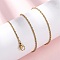 1.5MM 304 Stainless Steel Rope Chain Necklaces, Real 14K Gold Plated, 17.05 inch(43.3cm)