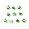 Alloy Enamel Pendants, Round with Evil Eyes, Platinum, Lime Green, 9x6.5x4mm, Hole: 1mm