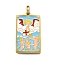 Tarot 304 Stainless Steel Enamel Pendants, Real 18K Gold Plated, Ion Plating(IP), Human, 37.5x22x2mm, Hole: 6x3.5mm