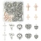 DIY Heart & Bowknot & Cross Alloy Pendant Decoration Making Kits, with Satin Ribbon, Antique Silver, 16~28x6~22x1~4mm, Hole: 1.4~4mm