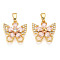 Brass Micro Pave Cubic Zirconia Charms, Cadmium Free & Lead Free, Butterfly, Real 18K Gold Plated, 14x14.5x4.5mm, Hole: 5x2.5mm
