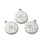 304 Stainless Steel Pendants, with Crystal Rhinestone, Flat Round with Star Charms, Stainless Steel Color, 21.5x18x3mm, Hole: 2mm