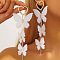 Heart with Butterfly Alloy Cloth Dangle Stud Earrings, with Rhinestone & Plastic Imitation Pearl, Golden, 160x61.2mm