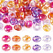 50Pcs 5 Colors Baking Paint Transparent Glass European Beads, Large Hole Beads, AB Color Plated, Faceted, Rondelle, Mixed Color, 13~14x7.5~8mm, Hole: 5.5~6mm, 10pcs/color