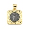 Rack Plating Brass Pendants, Cadmium Free & Lead Free, Real 18K Gold Plated, Long-Lasting Plated, Square with Saint Benedict San Benito Coin Charm, Gunmetal & Golden, 17.5x15x2mm, Hole: 3.2x4mm
