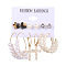 6 Pairs Alloy Earring Sets, with Imitation Pearl, Golden, Black