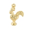 Rack Plating Brass Pendants, with Cubic Zirconia, Cock Charms, Long-Lasting Plated, Lead Free & Cadmium Free, with Jump Ring, Real 18K Gold Plated, 20.5x13x4.5mm, Hole: 3mm