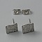 304 Stainless Steel Textured Geometry Stud Earrings Findings with Hole, Square, 12x9mm, Hole: 1mm, Pin: 0.6mm