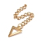 304 Stainless Steel Chain Extender, Curb Chain, with 202 Stainless Steel Charms, Triangle, Golden, 60mm, Link: 3.7x3x0.5mm,  Triangle: 12x9x0.4mm