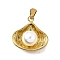 Plastic Pearl Pendants, with 304 Stainless Steel, Shell Shape, 22x22.5x10.5mm, Hole: 7.5x3mm
