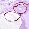 Faceted Round Natural Amethyst & Quartz Crystal Braided Bead Bracelets, Imitation Pearl Beaded Jewelry for Women, with Brass Beads, Inner Diameter: 7/8~3-5/8 inch(2.25~9.35cm)