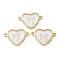 Rack Plating Brass & Resin Heart with Bowknot Connector Charm, Long-Lasting Plated, Lead Free & Cadmium Free, WhiteSmoke, Real 18K Gold Plated, 13.5x19x2.5mm, Hole: 1.4mm
