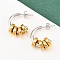 304 Stainless Steel Two Tone C-Shaped Stud Earrings, Ion Plating(IP), Golden & Stainless Steel Color, 24x21x9.5mm