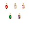 304 Stainless Steel Rhinestone Charms, Oval, Ion Plating(IP), Real 18K Gold Plated, Mixed Color, 12x6mm