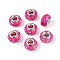 Opaque Resin European Beads, Large Hole Beads, Rondelle with Silver Color Plated Brass Cores, Camellia, 13.5~14x8.2~9mm, Hole: 5mm