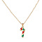 Christmas Alloy Enamel Pendant Necklaces for Women, Golden, Colorful, Candy Cane, 17.72 inch(45cm), Pendant: 21x9mm