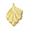 304 Stainless Steel Pendants, Leaf Charm, Golden, 37x25x1.5mm, Hole: 1.6mm