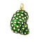 Brass Enamel Pendants, Conch Shaped Charms, Rack Plating, Cadmium Free & Lead Free, Long-Lasting Plated, Real 18K Gold Plated, Green, 22.5x15.5x6.5mm, Hole: 3.5mm